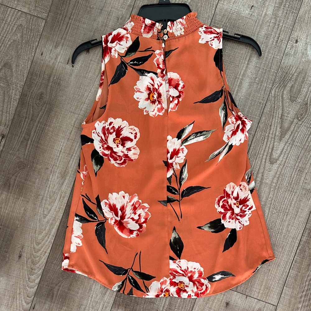 Daniel Rainn Floral Halter Top - Orange and Red - Picture 3 of 4